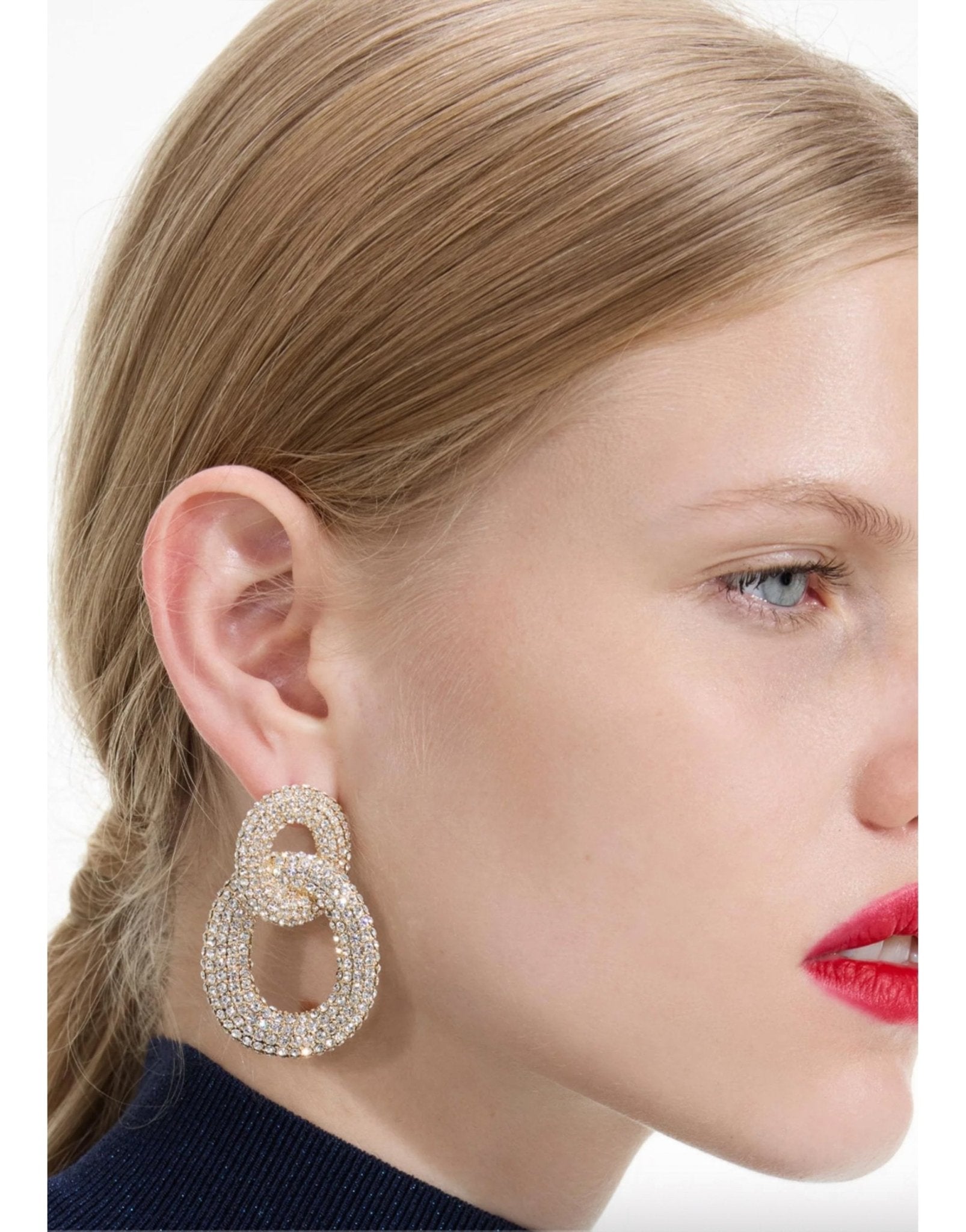 Young Ideas/Henmores - Crystal Link Earrings - Gold - OS