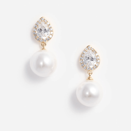 Young Ideas & Henmores - Crystal Pearl Drop Earrings - Gold - OS