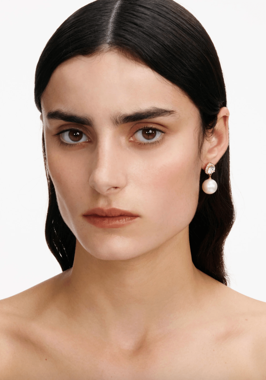 Young Ideas & Henmores - Crystal Pearl Drop Earrings - Gold - OS