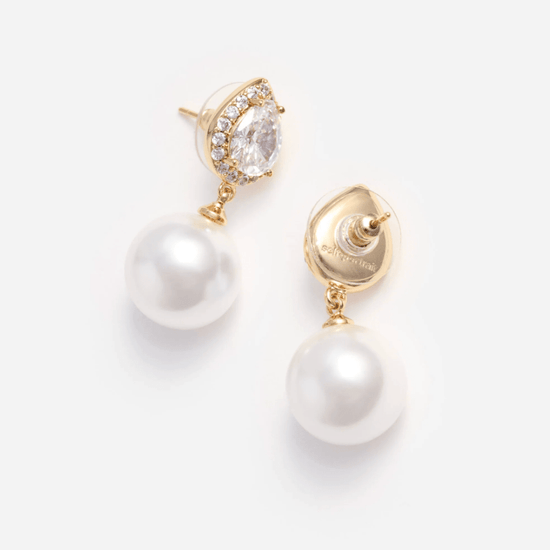 Young Ideas & Henmores - Crystal Pearl Drop Earrings - Gold - OS