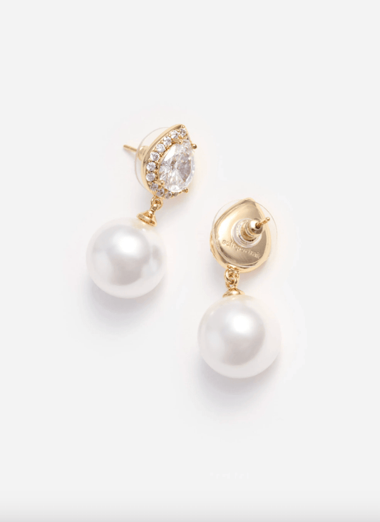 Young Ideas & Henmores - Crystal Pearl Drop Earrings - Gold - OS