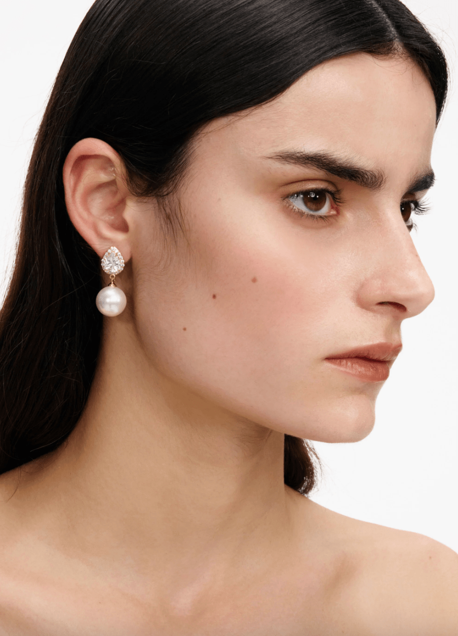 Young Ideas & Henmores - Crystal Pearl Drop Earrings - Gold - OS