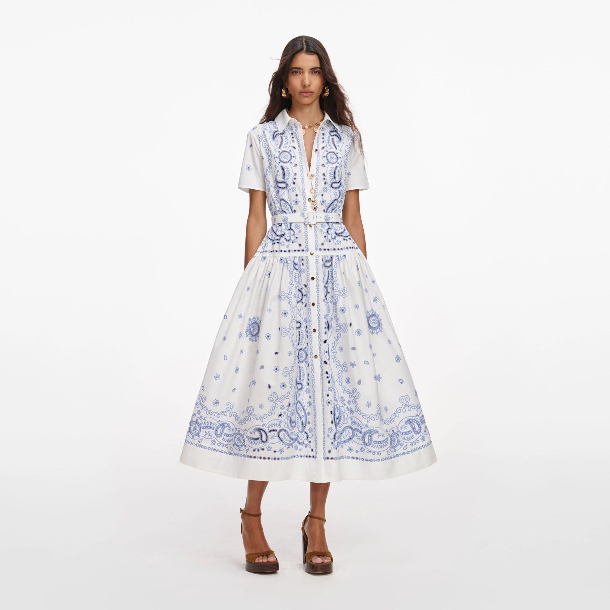 Young Ideas & Henmores - Embroidered Midi Dress - White - 8