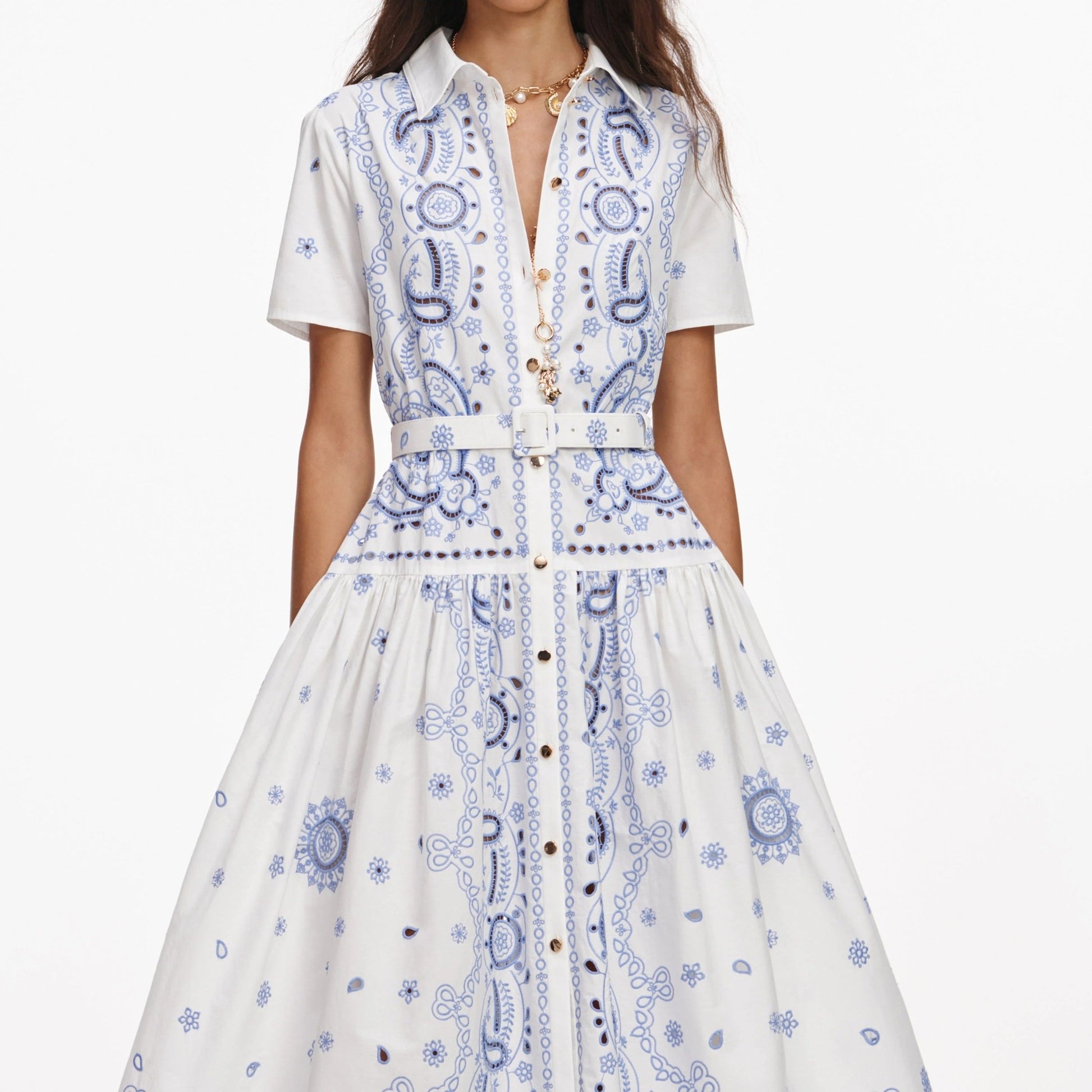 Young Ideas & Henmores - Embroidered Midi Dress - White - 8