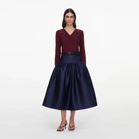 Young Ideas & Henmores -Flower Wool Jumper -Burgundy -S