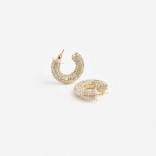 Young Ideas & Henmores -Gold Crystal Hoop Earring -Gold -OS