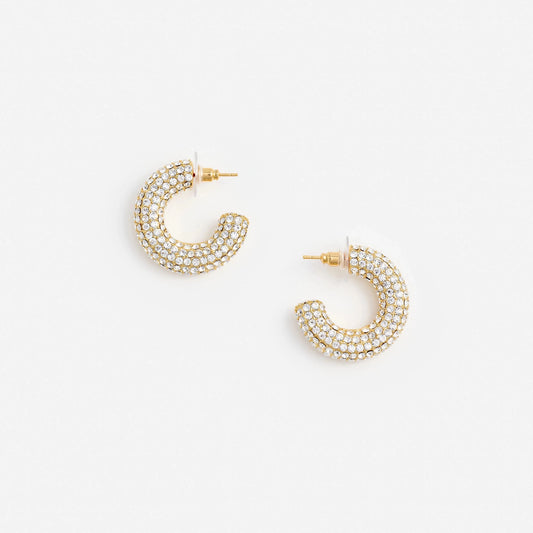 Young Ideas & Henmores -Gold Crystal Hoop Earring -Gold -OS