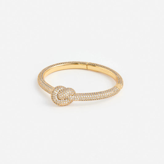 Young Ideas & Henmores -Gold Crystal Knot Bangle -Gold -OS