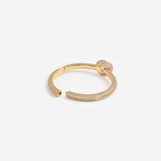 Young Ideas & Henmores -Gold Crystal Knot Bangle -Gold -OS