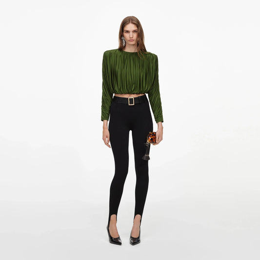 Young Ideas & Henmores -Jersey Gathered Top -Green -8
