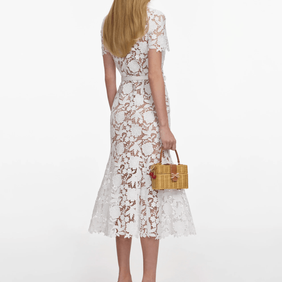 Young Ideas & Henmores - Lace Collared Midi Dress - White - 10