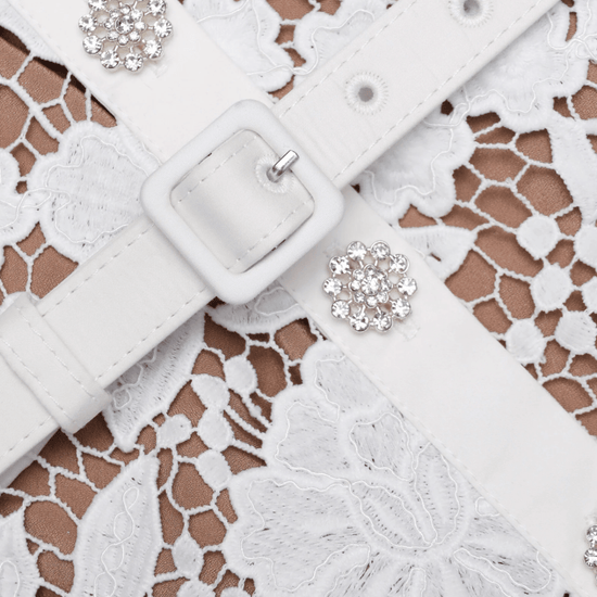 Young Ideas & Henmores - Lace Collared Midi Dress - White - 10