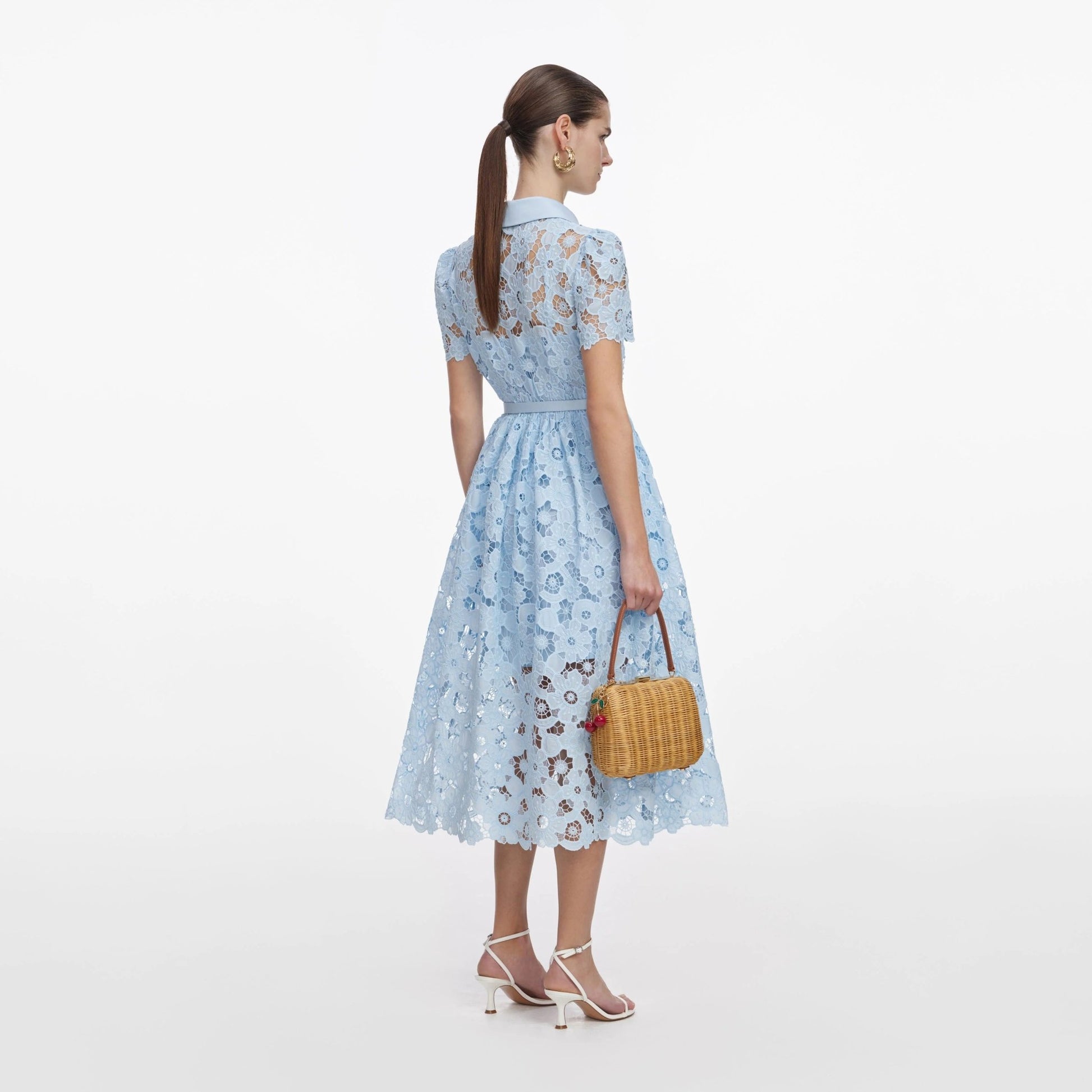 Young Ideas & Henmores - Lace Collared Midi Dress - Blue - 10