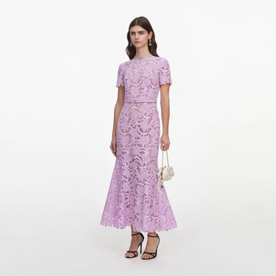 Young Ideas & Henmores -Lilac Lace Midi Dress -Lilac -10