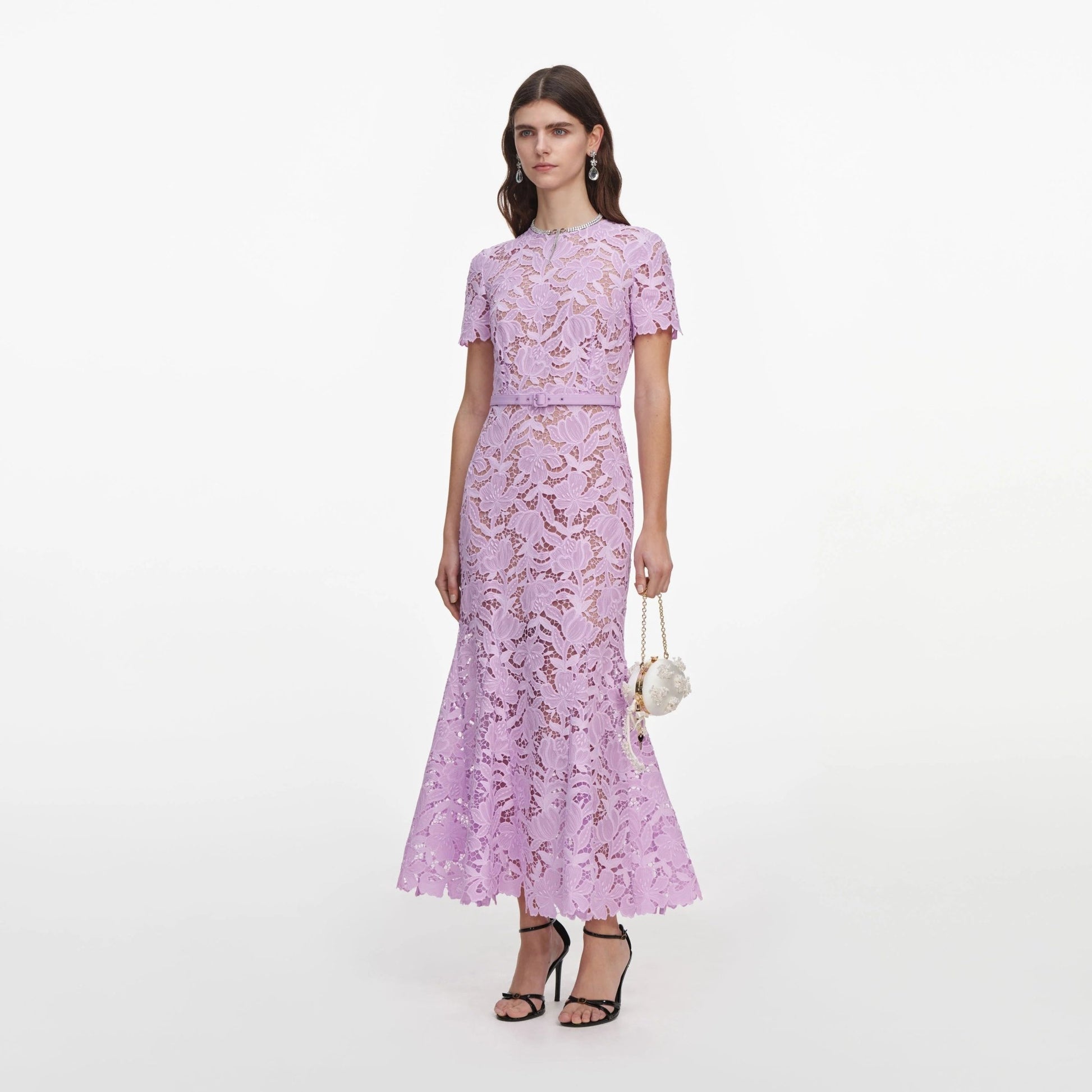 Young Ideas & Henmores -Lilac Lace Midi Dress -Lilac -10