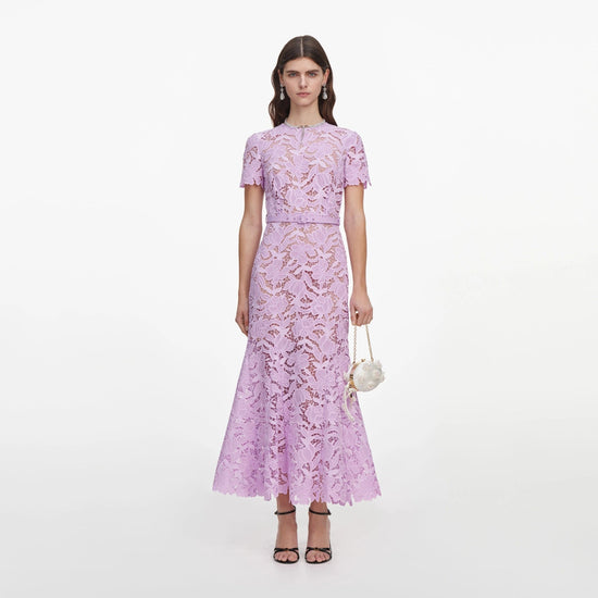 Young Ideas & Henmores -Lilac Lace Midi Dress -Lilac -10