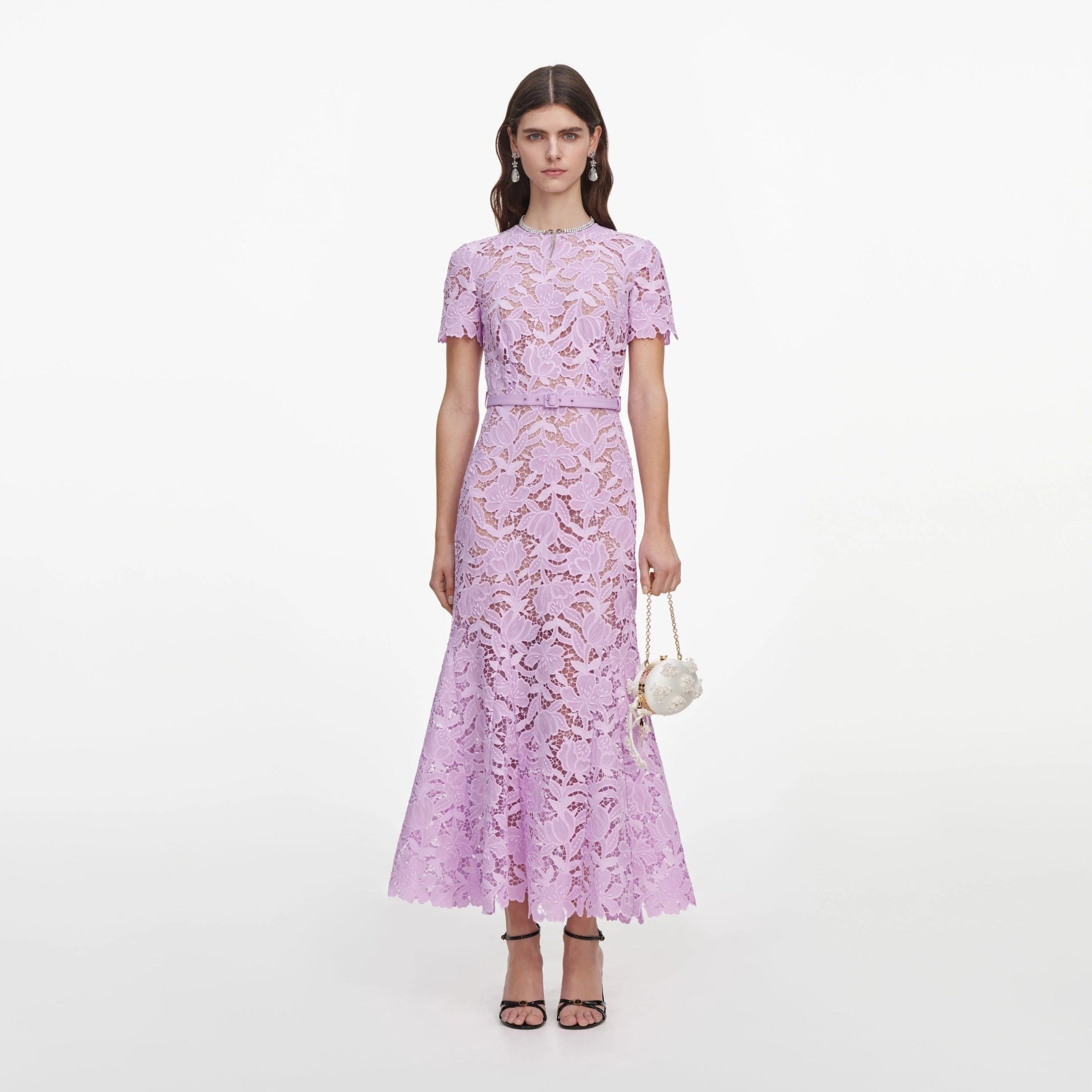 Young Ideas & Henmores -Lilac Lace Midi Dress -Lilac -10