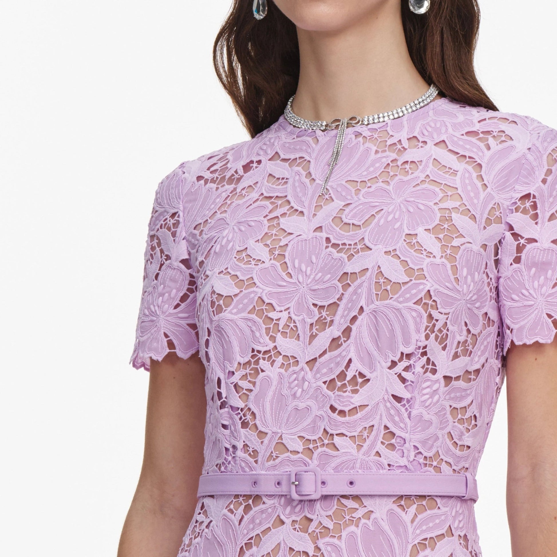 Young Ideas & Henmores -Lilac Lace Midi Dress -Lilac -10