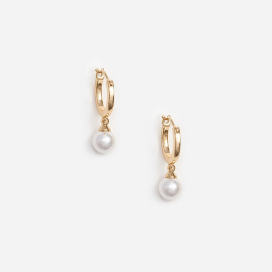 Young Ideas & Henmores - Pearl Drop Hoop Earrings - Gold - OS
