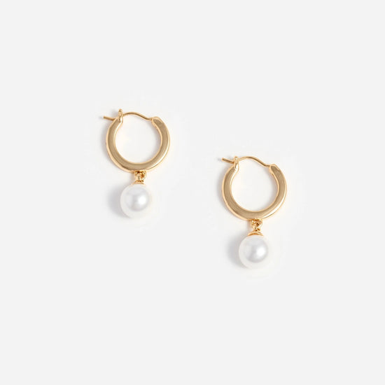Young Ideas & Henmores - Pearl Drop Hoop Earrings - Gold - OS