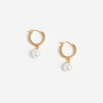Young Ideas & Henmores - Pearl Drop Hoop Earrings - Gold - OS