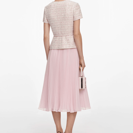 Young Ideas & Henmores - Sequin Boucle Tailored Midi Dress - Pink - 10