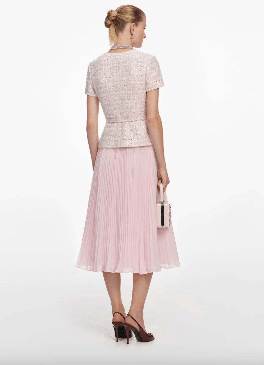 Young Ideas & Henmores - Sequin Boucle Tailored Midi Dress - Pink - 10