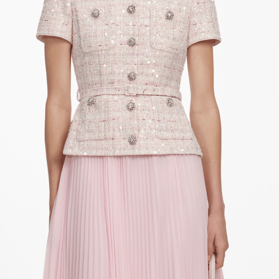 Young Ideas & Henmores - Sequin Boucle Tailored Midi Dress - Pink - 10