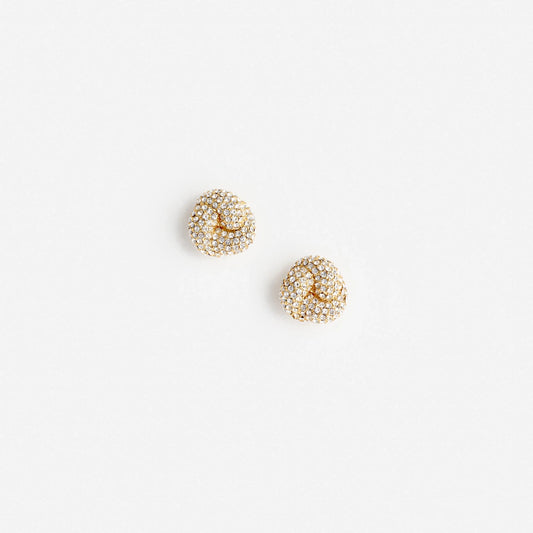 Young Ideas & Henmores -Small Gold Crystal Knot Earring -Gold -OS