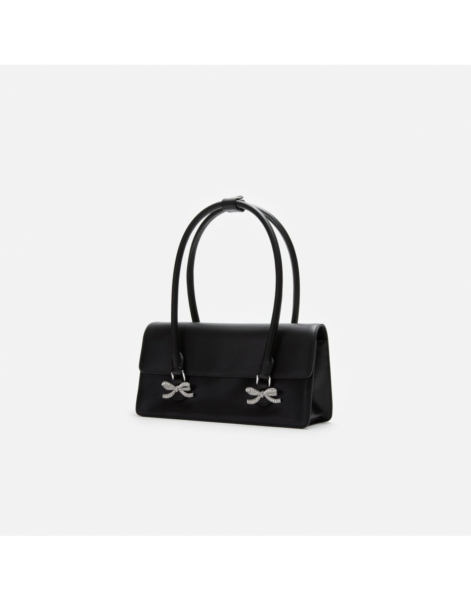 Young Ideas/Henmores - Soft Leather Bow Shoulder Bag - Black - OS