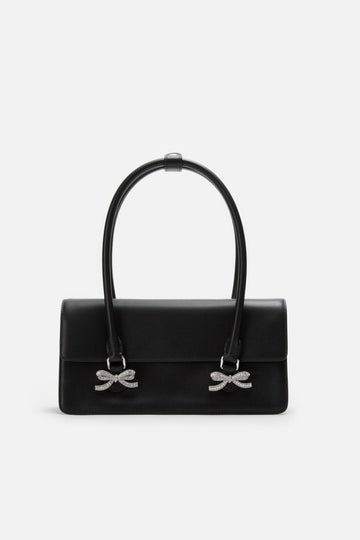 Young Ideas/Henmores - Soft Leather Bow Shoulder Bag - Black - OS