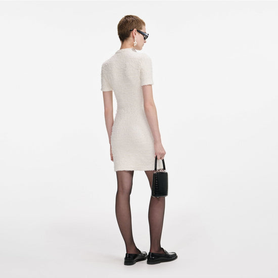 Young Ideas/Henmores - Textured Knit Crystal Mini Dress - Cream - XS