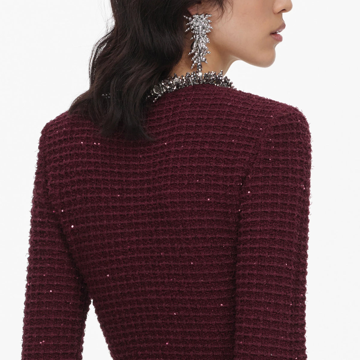 Young Ideas & Henmores -Textured Knit Embellished Mini Dress -Burgundy -XS