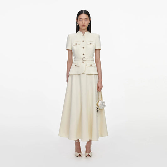 Young Ideas & Henmores -Yellow Crepe Tailored Midi Dress -Yellow -8