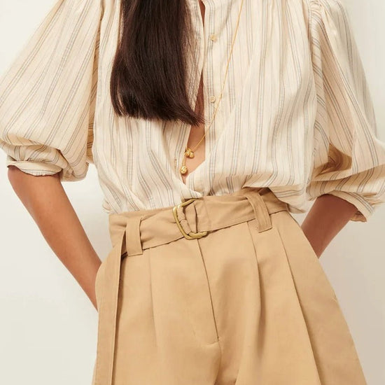 Young Ideas/Henmores - A View Striped Blouson Shirt - Sandaguas Cream - XS