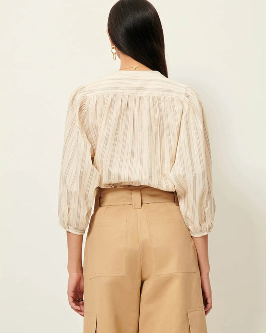 Young Ideas/Henmores - A View Striped Blouson Shirt - Sandaguas Cream - XS