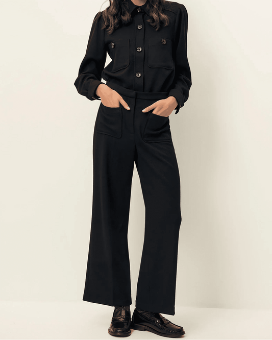 Young Ideas & Henmores -Alberwool Patch Pocket Trousers -Black -8