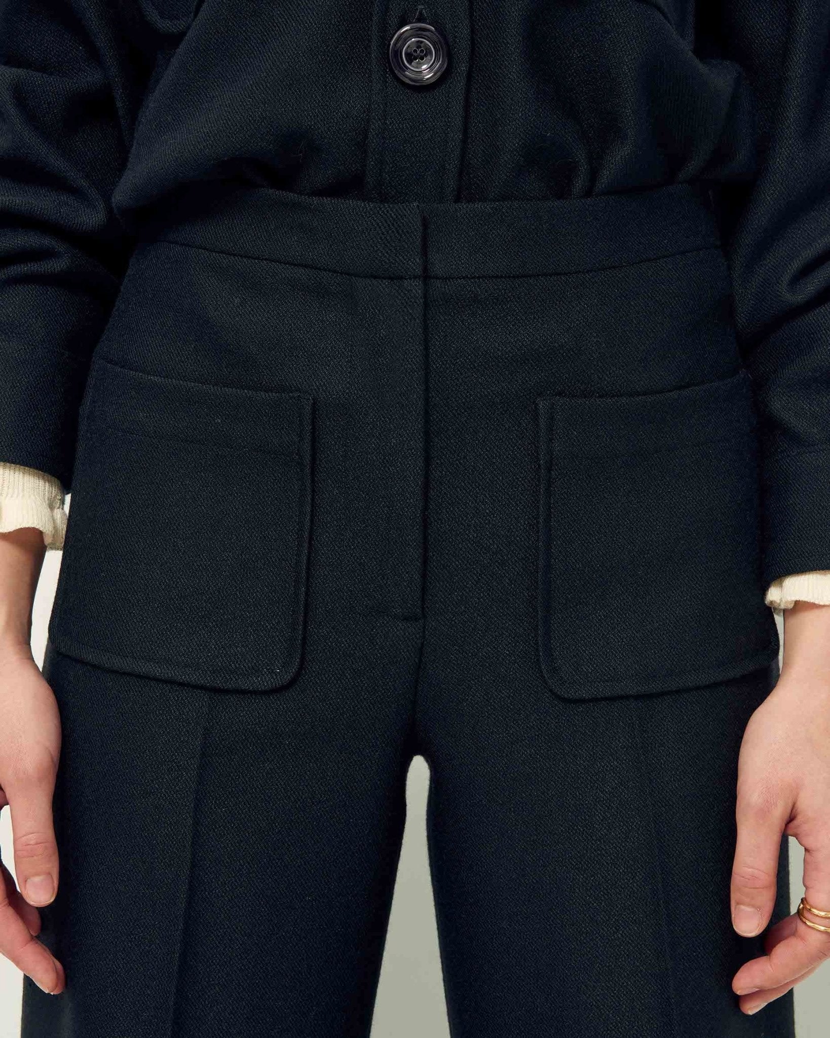 Young Ideas & Henmores -Alberwool Patch Pocket Trousers -Black -8