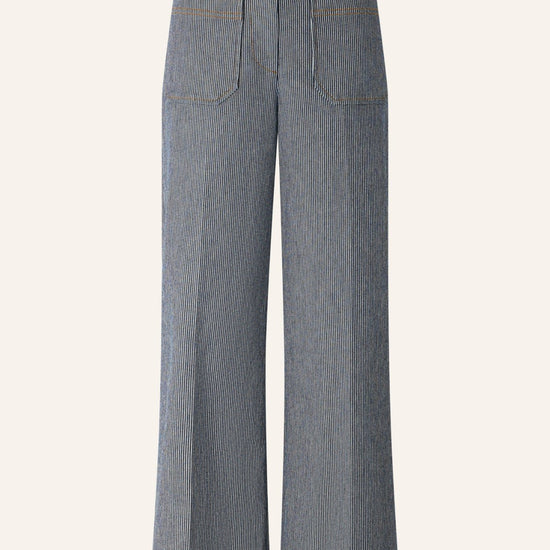 Young Ideas/Henmores - Aldricks Pinstripe Crop Flare Trousers - Coutil Blue - 8