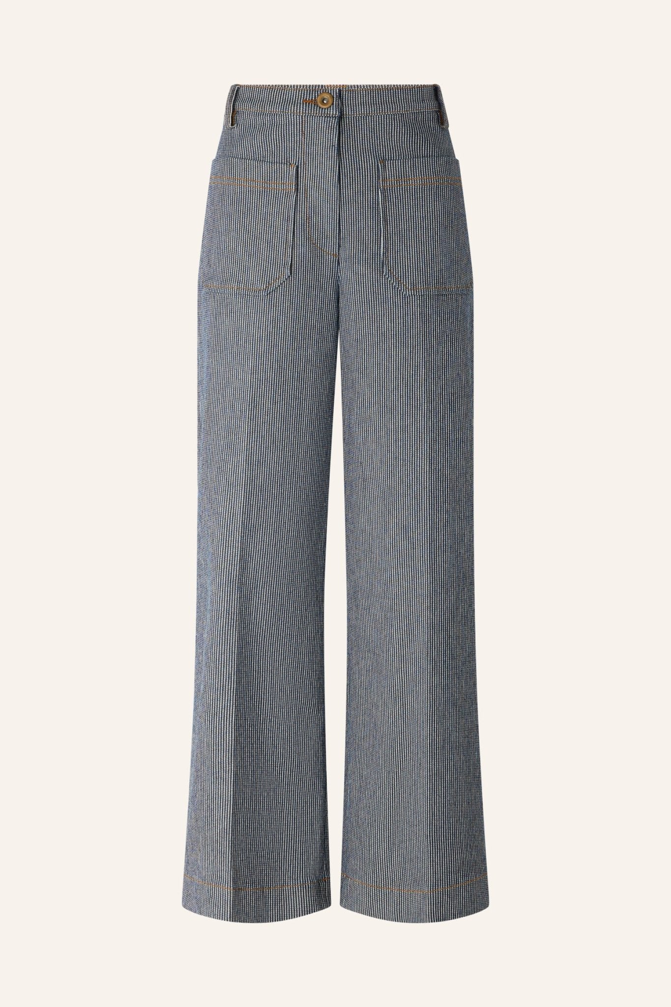 Young Ideas/Henmores - Aldricks Pinstripe Crop Flare Trousers - Coutil Blue - 8