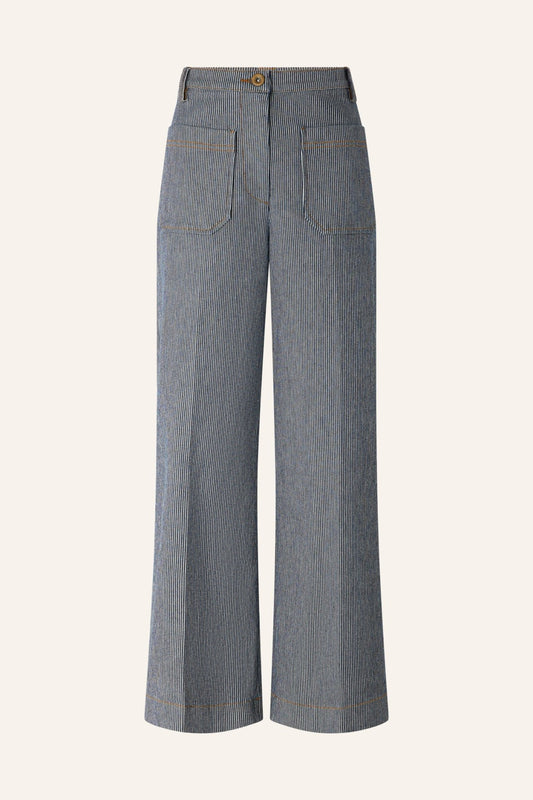 Young Ideas/Henmores - Aldricks Pinstripe Crop Flare Trousers - Coutil Blue - 8