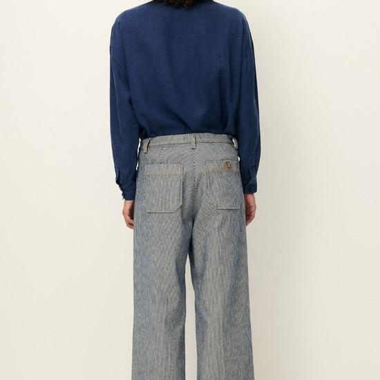 Young Ideas/Henmores - Aldricks Pinstripe Crop Flare Trousers - Coutil Blue - 8