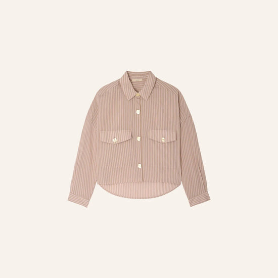 Young Ideas/Henmores - Balanca Striped Short Shirt - Rosasand Pink - XS