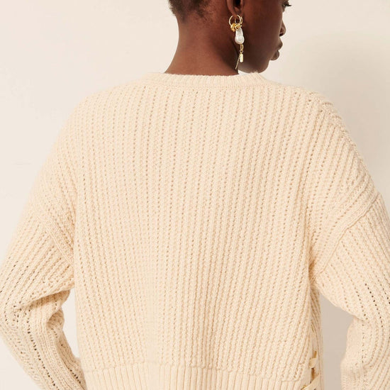 Young Ideas/Henmores - Barbosa Side Tie Crew Neck Jumper - Cream - XS