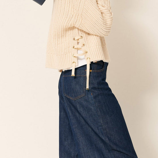 Young Ideas/Henmores - Barbosa Side Tie Crew Neck Jumper - Cream - XS