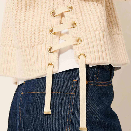 Young Ideas/Henmores - Barbosa Side Tie Crew Neck Jumper - Cream - XS