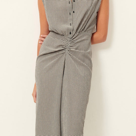 Young Ideas/Henmores - Bellacala Gingham Ruched Dress - White/Black - XS
