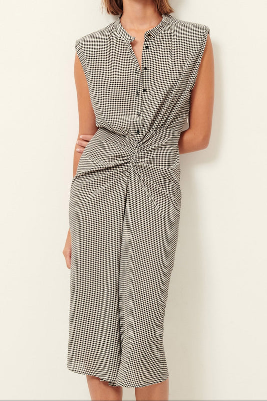 Young Ideas/Henmores - Bellacala Gingham Ruched Dress - White/Black - XS