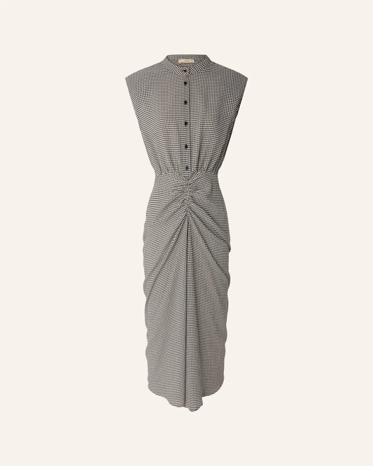 Young Ideas/Henmores - Bellacala Gingham Ruched Dress - White/Black - XS