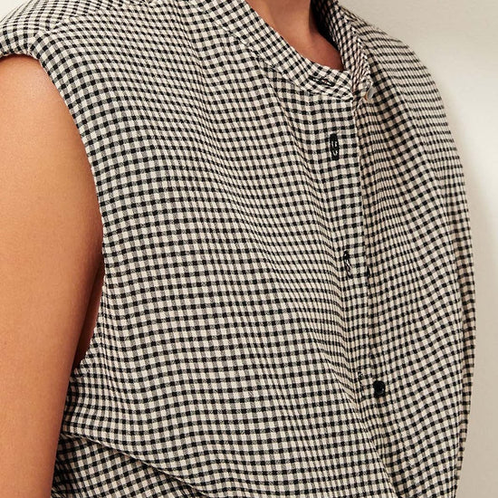 Young Ideas/Henmores - Bellacala Gingham Ruched Dress - White/Black - XS